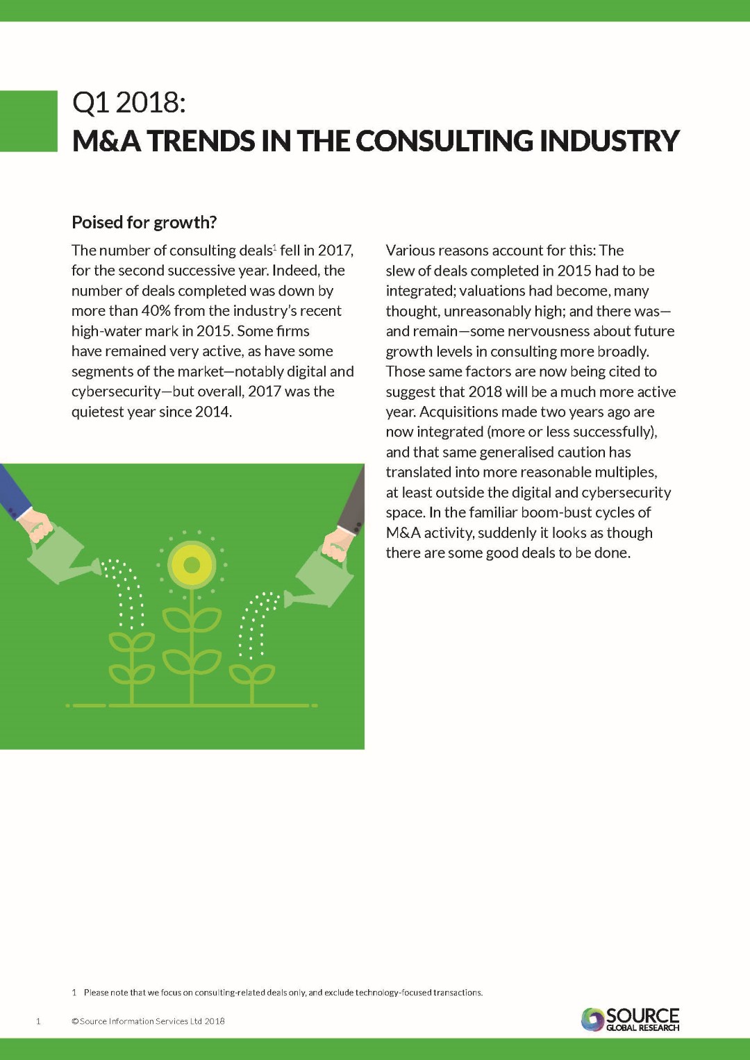 Report front cover - M&A trends in the consulting industry