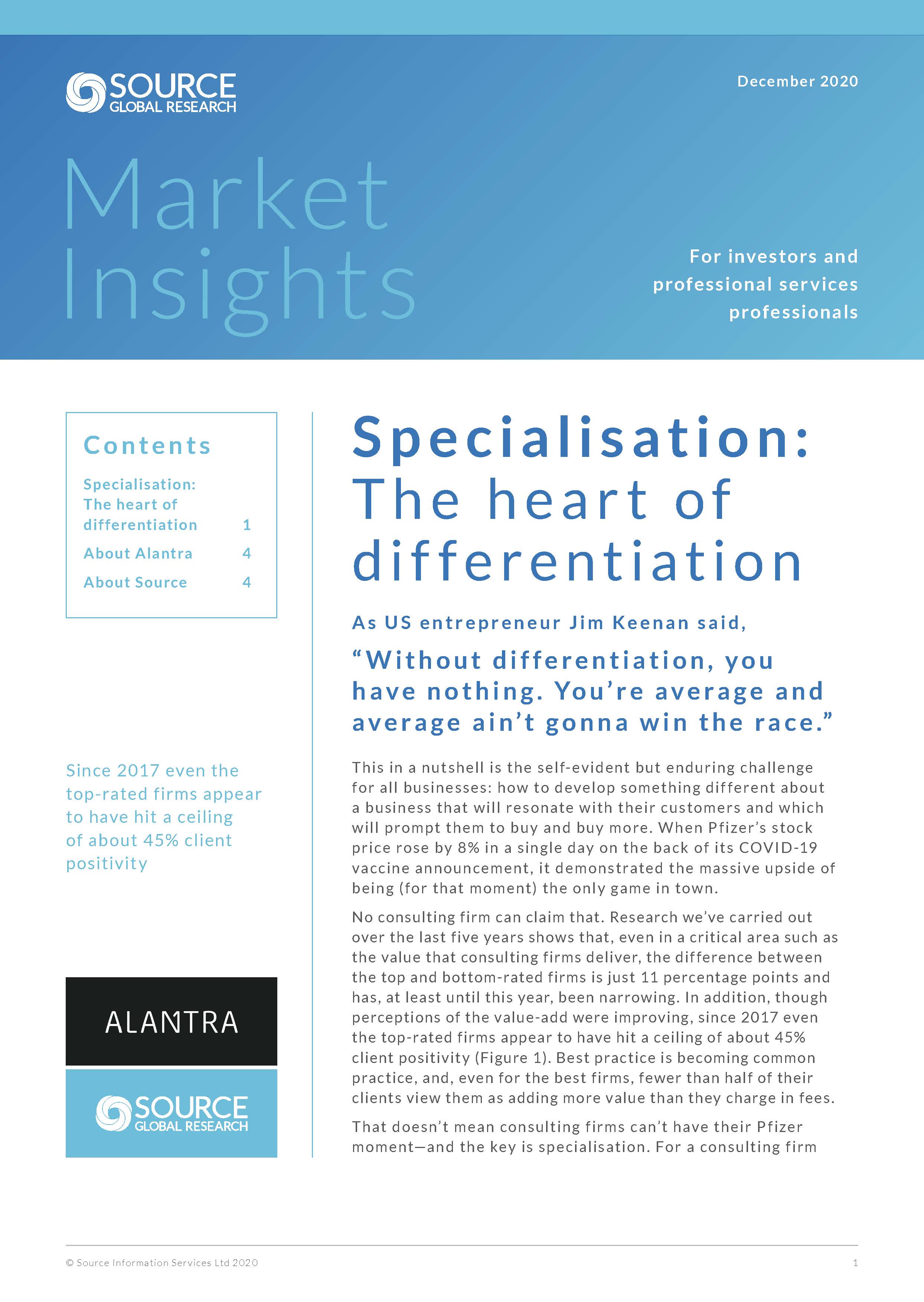 Report front cover - Specialisation: The Heart of Differentiation