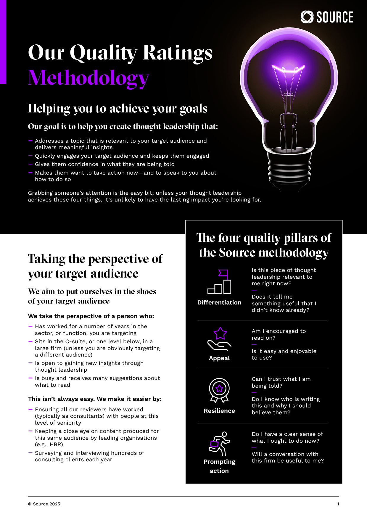 Report front cover - Quality Ratings Methodology for 2025