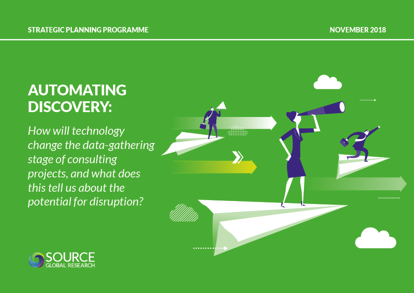 Report front cover - Automating discovery: How will technology change the data-gathering stage of consulting projects, and what does this tell us about the potential for disruption?