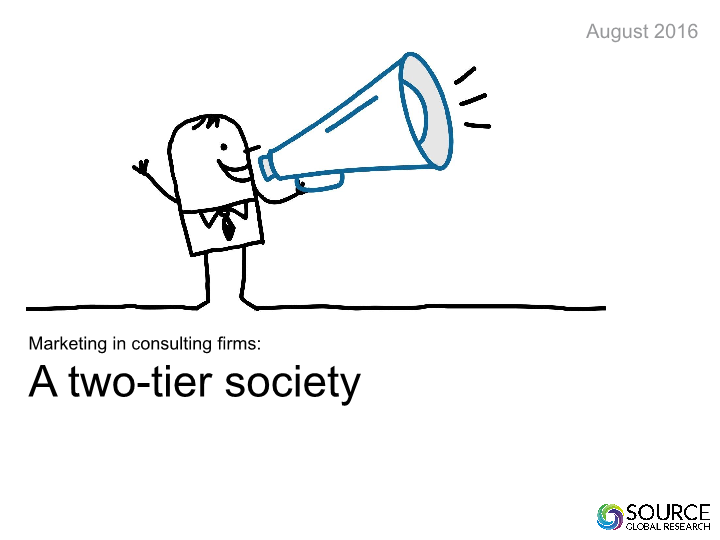 Report front cover - Marketing in Consulting firms: A two-tier society